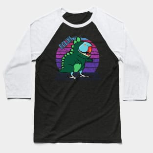 Vaporwave Blue Indian Ringneck Dinosaur Baseball T-Shirt